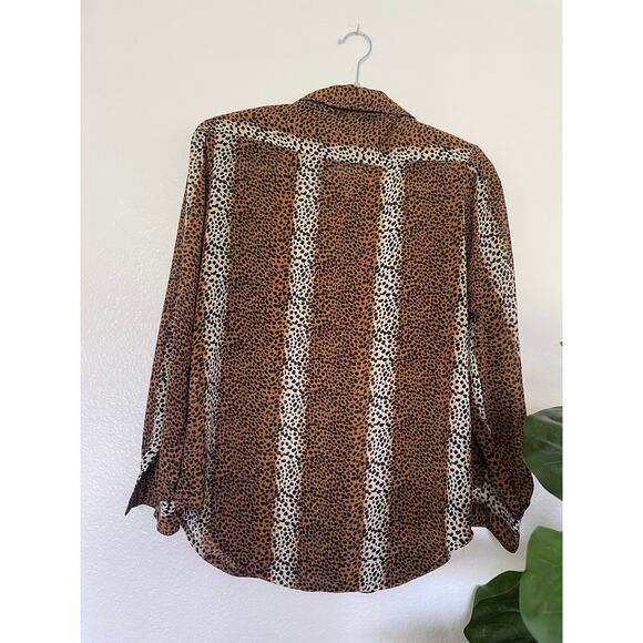 Vintage Nicola Petites 4P Cheetah Leopard Print Women's Button Up Shirt - Picture 5 of 9
